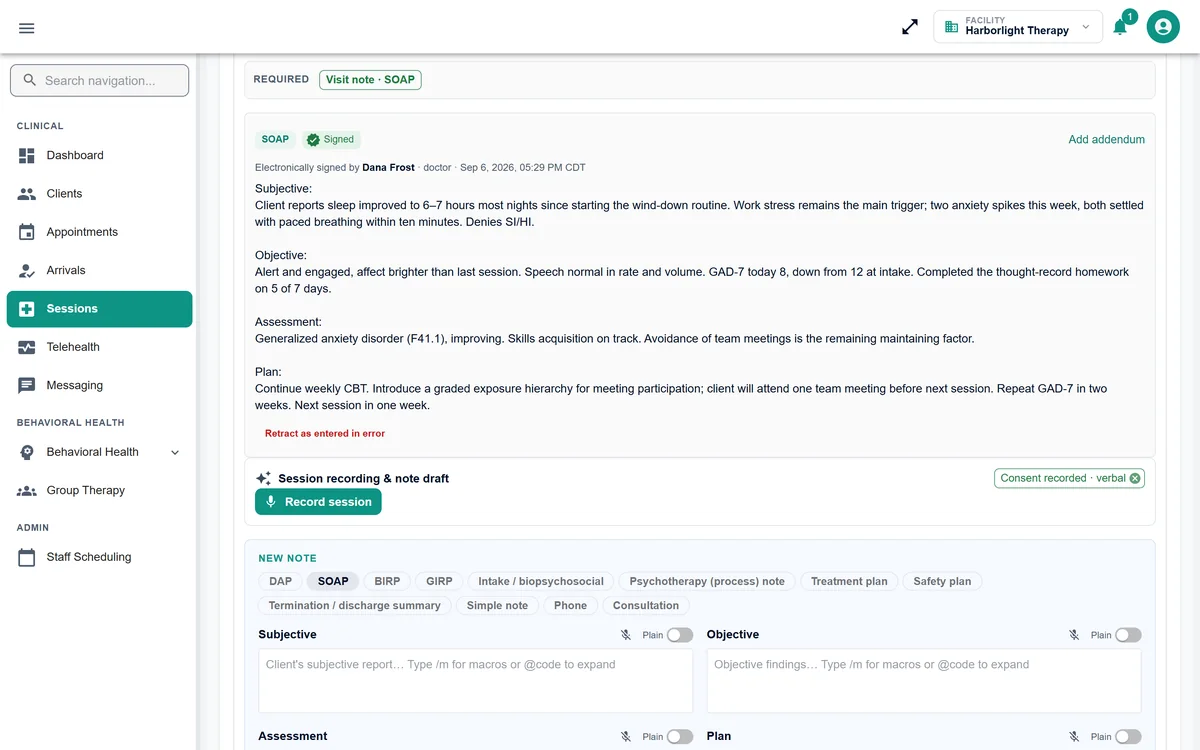 A signed SOAP note in Branzino: subjective, objective, assessment and plan, electronically signed with a timestamp